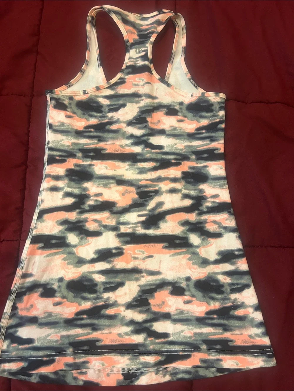 lululemon athletica Peach, Gray and White Camo Racerback Tank